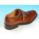 Zapato elegante para hombre con hebilla y decoraciones a punta de ala en piel color cuero - Tallas disponibles:  37, 38, 39, 40, 41, 42, 44, 48, 49, 52, 53, 54