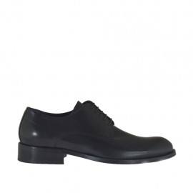 Derbyschuh für Herren mit Schnürsenkeln aus schwarzem glattem Leder - Verfügbare Größen:  36, 38, 47, 48, 49, 50