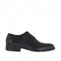 Elégant chaussure richelieu à bout droit pour hommes avec lacets en cuir noir