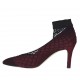 Zapato de salon para mujer en gamuza granate con red tacon 7 - Tallas disponibles:  33, 34