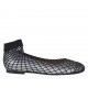 Woman's rounded ballerina shoe in steel grey laminated leather with net heel 1 - Available sizes:  32, 33, 34, 44, 45