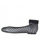 Woman's rounded ballerina shoe in steel grey laminated leather with net heel 1 - Available sizes:  32, 33, 34, 44, 45