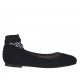 Ballerina da donna con punta tonda in camoscio nero con rete tacco 1 - Misure disponibili: 33, 34