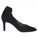Zapato de salon para mujer en gamuza negra con red tacon 7