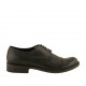 Chaussure derby elégant à lacets pour hommes en cuir noir à bout droit et arrondi - Pointures disponibles:  36, 37, 48, 50