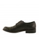 Men's elegant laced derby shoe with captoe in black leather with rounded tip - Available sizes:  36, 37, 48, 50