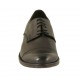 Men's elegant laced derby shoe with captoe in black leather with rounded tip - Available sizes:  36, 37, 48, 50