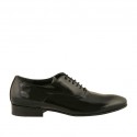 Chaussure richelieu à lacets pour hommes en cuir verni imprimé noir