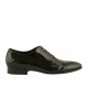 Men's elegant laced Oxford shoe in black smooth patent leather - Available sizes:  37, 38, 47