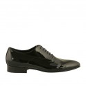 Chaussure richelieu à lacets pour hommes en cuir verni lisse noir