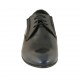 Men's elegant pointy laced derby shoe with elastic bands in smooth blue leather - Available sizes:  37, 38, 48, 49, 50