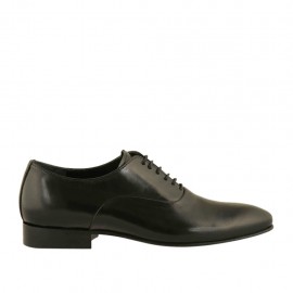 Chaussure richelieu élégant effilée pour hommes avec lacets en cuir lisse noir - Pointures disponibles:  47, 50