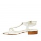 Woman's flip-flop strap sandal in white and silver printed leather heel 2 - Available sizes:  33, 43
