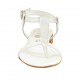Woman's flip-flop strap sandal in white and silver printed leather heel 2 - Available sizes:  33, 43