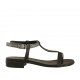 Sandalo infradito da donna con cinturino in pelle stampata nera e canna di fucile tacco 2 - Misure disponibili: 43, 44
