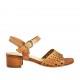 Sandalo da donna con cinturino in pelle forata cuoio tacco 3 - Misure disponibili: 42, 43, 44