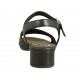Sandale pour femmes avec courroie en cuir perforé noir talon 3 - Pointures disponibles:  43