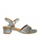 Sandalo da donna con cinturino in pelle forata blu avio tacco 3 - Misure disponibili: 43, 44, 45