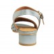 Sandalia para mujer con cinturon en piel perforada azul grisaceo tacon 3 - Tallas disponibles:  43, 44, 45
