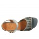 Sandale pour femmes avec courroie en cuir perforé bleu gris talon 3 - Pointures disponibles:  43, 44, 45