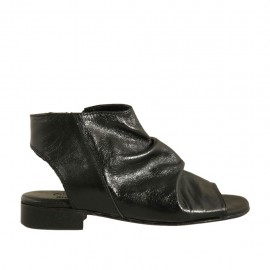 Sandale haute avec fermeture éclair pour femmes en cuir noir talon 2 - Pointures disponibles:  33