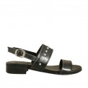 Woman's sandal with studs in black leather heel 2