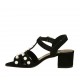 Woman's sandal with pearls and strap in black suede heel 4 - Available sizes:  32, 33, 42, 43