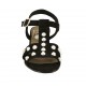 Woman's sandal with pearls and strap in black suede heel 4 - Available sizes:  32, 33, 42, 43