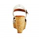 Woman's strap sandal in pearled silver pierced leather with platform and wedge 9 - Available sizes:  42, 43, 44