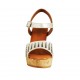 Woman's strap sandal in pearled silver pierced leather with platform and wedge 9 - Available sizes:  42, 43, 44