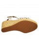 Woman's strap sandal in pearled silver pierced leather with platform and wedge 9 - Available sizes:  42, 43, 44