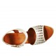 Sandalia para mujer con cinturon en piel perforada plateada perlada con plataforma y cuña 9 - Tallas disponibles:  42, 43, 44