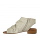Woman's highfronted sandal with zipper in grey pierced leather heel 2 - Available sizes:  33, 34