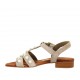 Sandalo da donna con perle e cinturino in camoscio grigio tortora tacco 2 - Misure disponibili: 43, 44