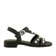 Sandalo da donna con cinturino e perle in pelle nera tacco 2 - Misure disponibili: 42, 43