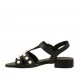 Sandalo da donna con cinturino e perle in pelle nera tacco 2 - Misure disponibili: 42, 43