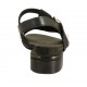 Sandalia para mujer con cinturon y perlas en piel negra tacon 2 - Tallas disponibles:  42
