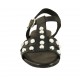Sandalo da donna con cinturino e perle in pelle nera tacco 2 - Misure disponibili: 42, 43