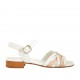 Woman's strap sandal in white, silver and pink leather heel 2 - Available sizes:  33