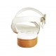 Sandale pour femmes avec courroie en cuir blanc, argent et rose talon 2 - Pointures disponibles:  33
