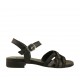 Woman's strap sandal in black and grey printed leather heel 2 - Available sizes:  33, 43