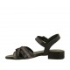 Woman's strap sandal in black and grey printed leather heel 2 - Available sizes:  33, 43