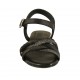 Woman's strap sandal in black and grey printed leather heel 2 - Available sizes:  33, 43