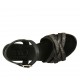 Woman's strap sandal in black and grey printed leather heel 2 - Available sizes:  33, 43
