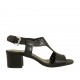 Woman's sandal in black pierced leather heel 4 - Available sizes:  33, 42, 43, 44
