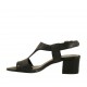 Woman's sandal in black pierced leather heel 4 - Available sizes:  33, 42, 43, 44