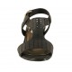 Woman's sandal in black pierced leather heel 4 - Available sizes:  33, 42, 43, 44