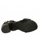 Woman's sandal in black pierced leather heel 4 - Available sizes:  33, 42, 43, 44