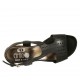 Woman's sandal in black pierced leather heel 4 - Available sizes:  33, 42, 43, 44