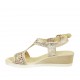 Sandalo da donna in pelle forata stampata platino zeppa 4 - Misure disponibili: 44
